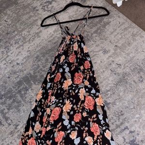 Haltered neck floral maxi dress